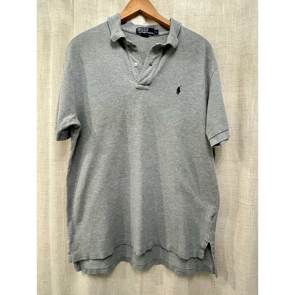 Polo Ralph Lauren Shirt Mens Large Gray Short Sleeve Mesh Pony Logo Classic Fit